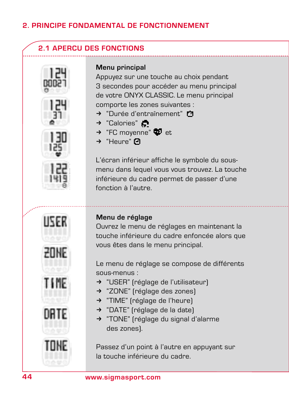 SIGMA ONYX CLASSIC User Manual | Page 44 / 124