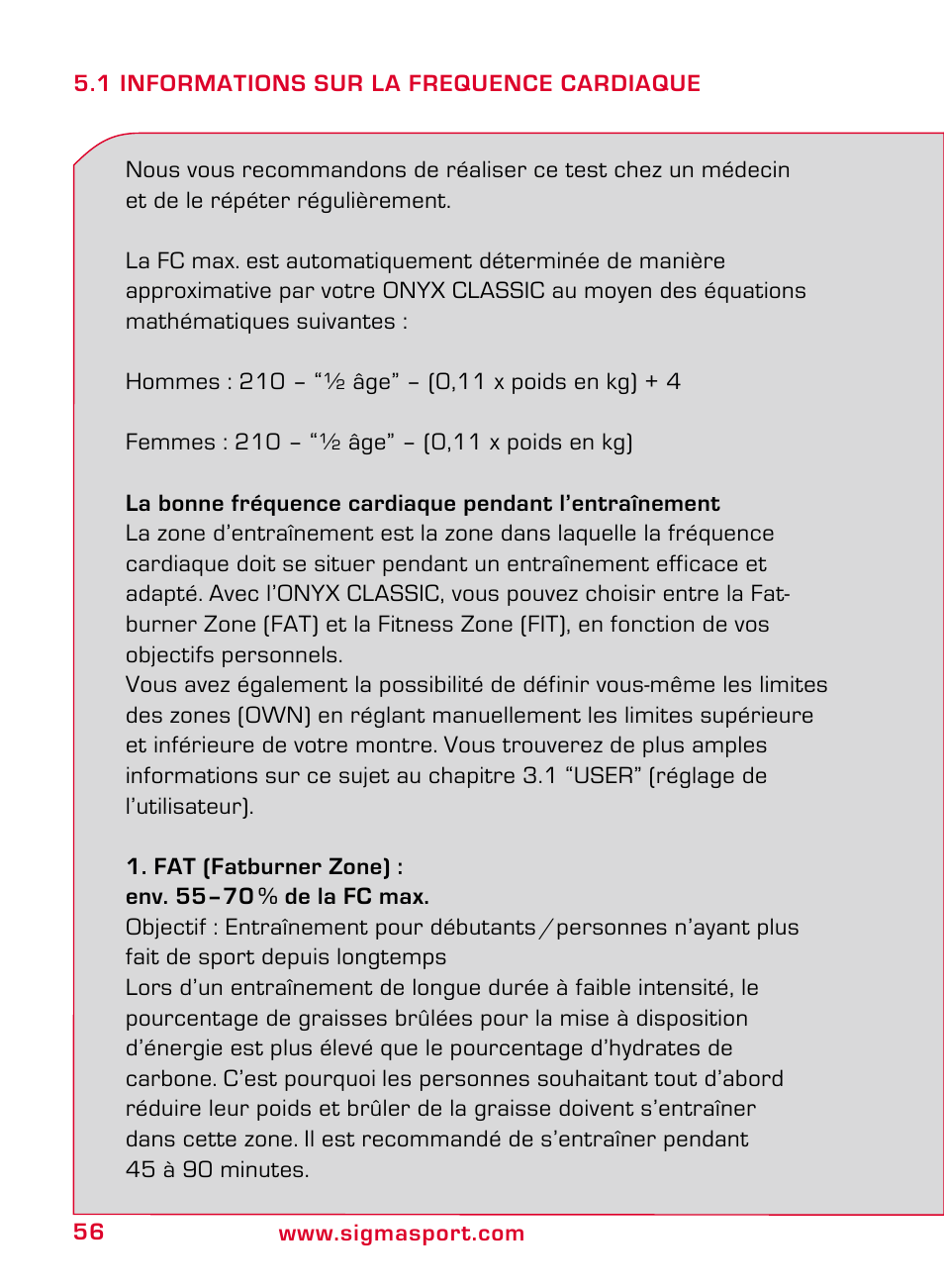 SIGMA ONYX CLASSIC User Manual | Page 56 / 124
