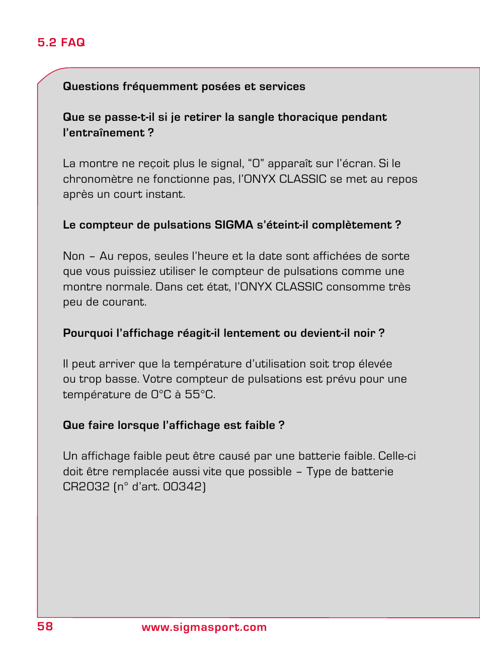 SIGMA ONYX CLASSIC User Manual | Page 58 / 124