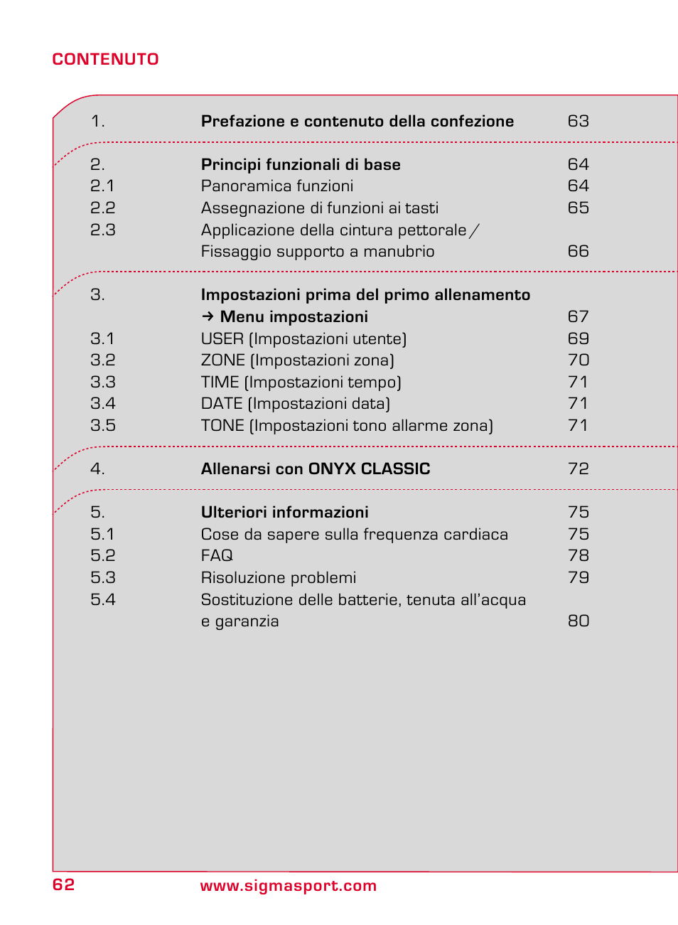 SIGMA ONYX CLASSIC User Manual | Page 62 / 124