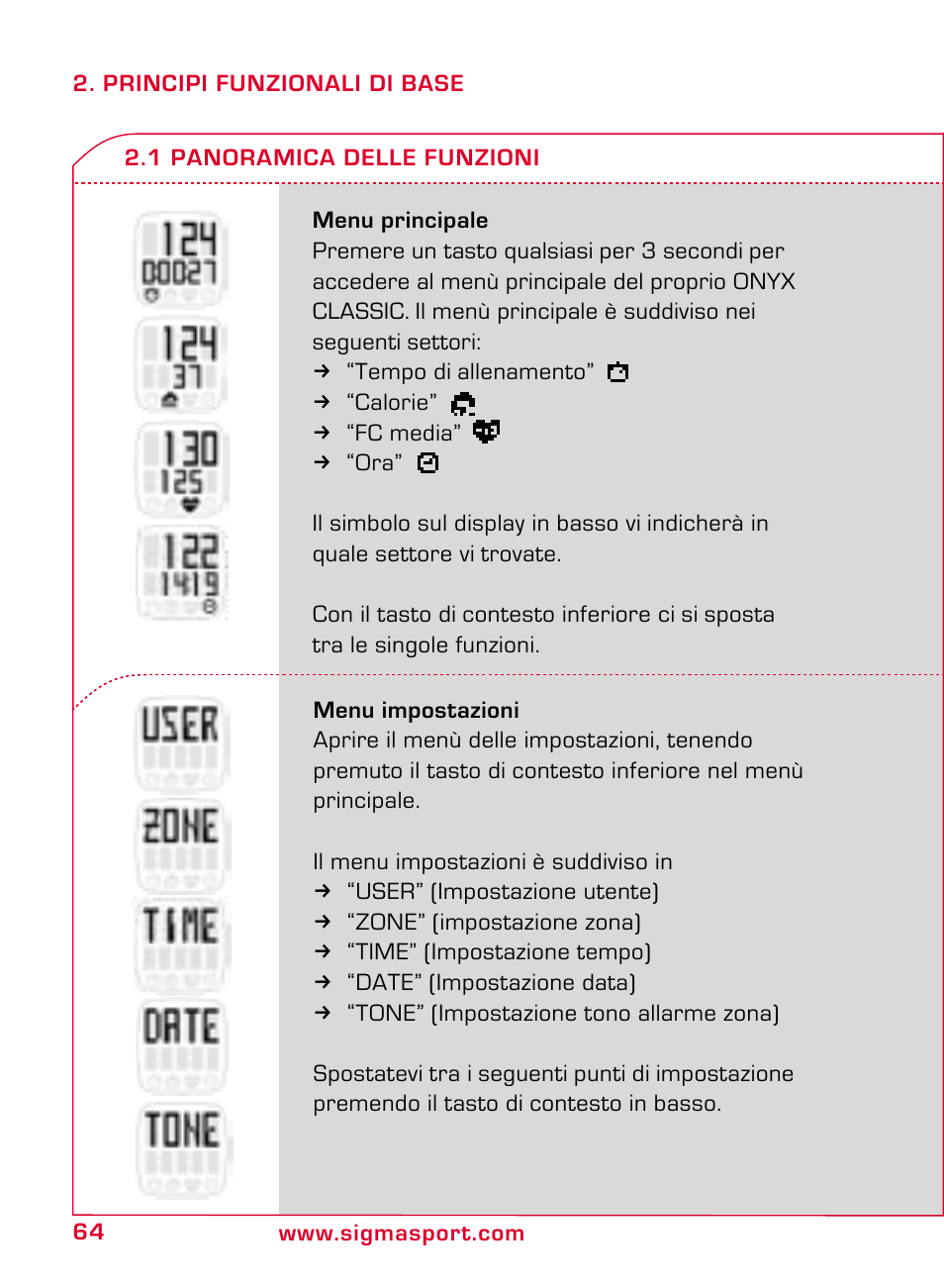 SIGMA ONYX CLASSIC User Manual | Page 64 / 124