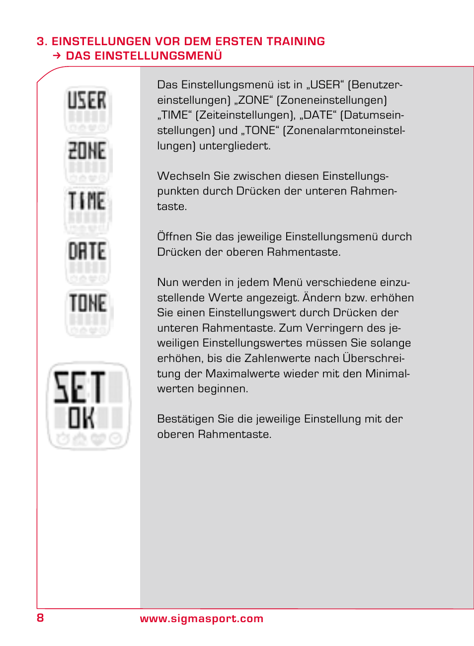 SIGMA ONYX CLASSIC User Manual | Page 8 / 124