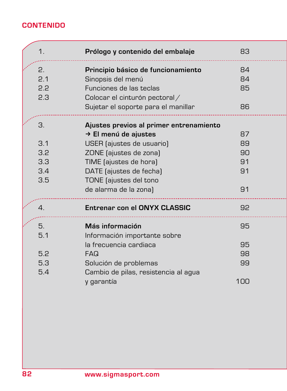 SIGMA ONYX CLASSIC User Manual | Page 82 / 124