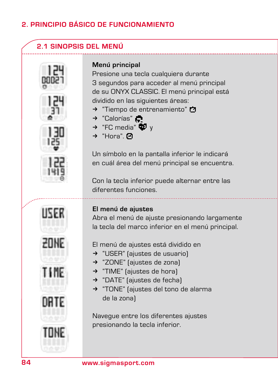 SIGMA ONYX CLASSIC User Manual | Page 84 / 124