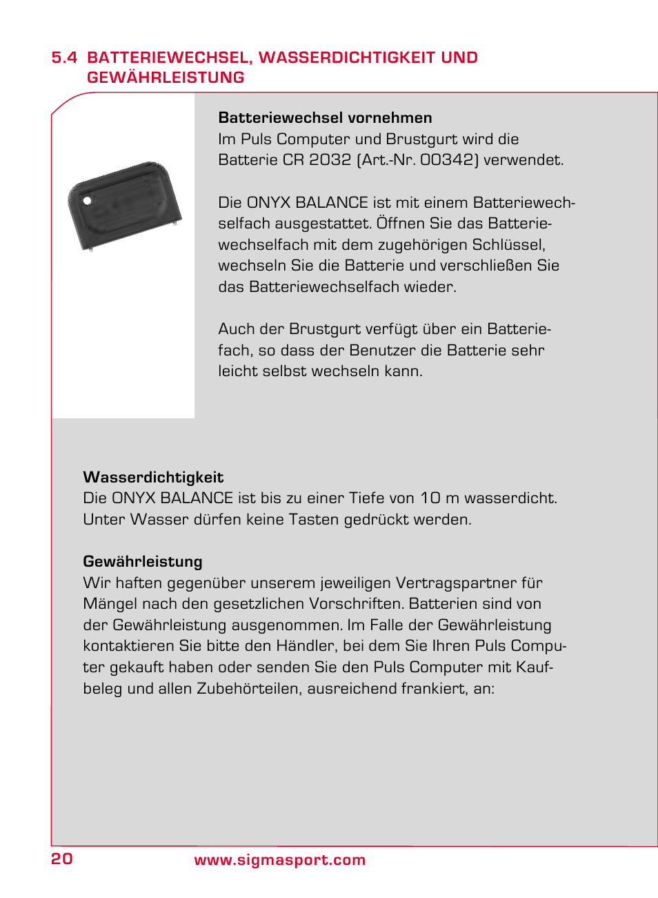 SIGMA ONYX BALANCE User Manual | Page 20 / 124