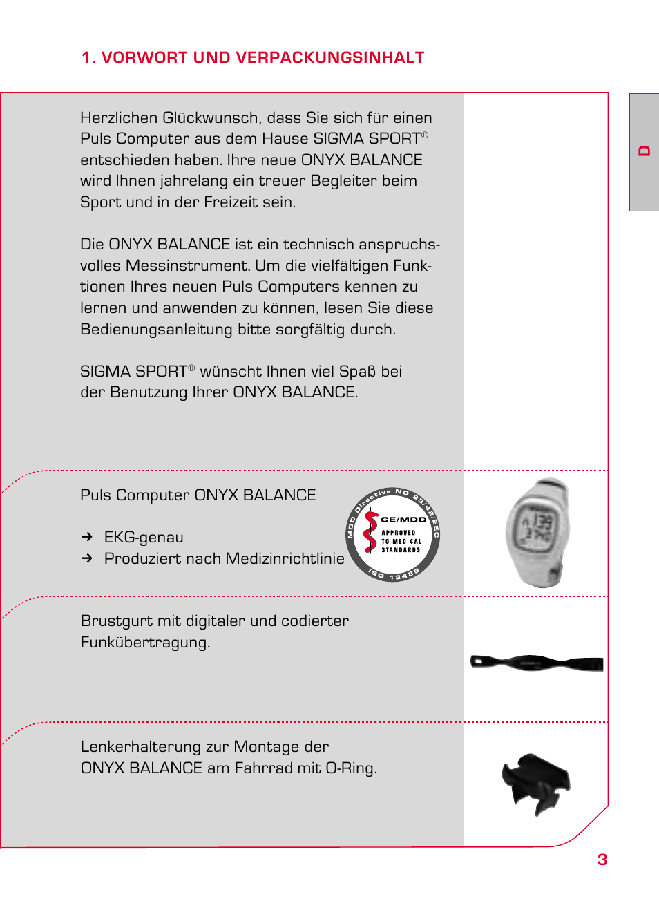 SIGMA ONYX BALANCE User Manual | Page 3 / 124