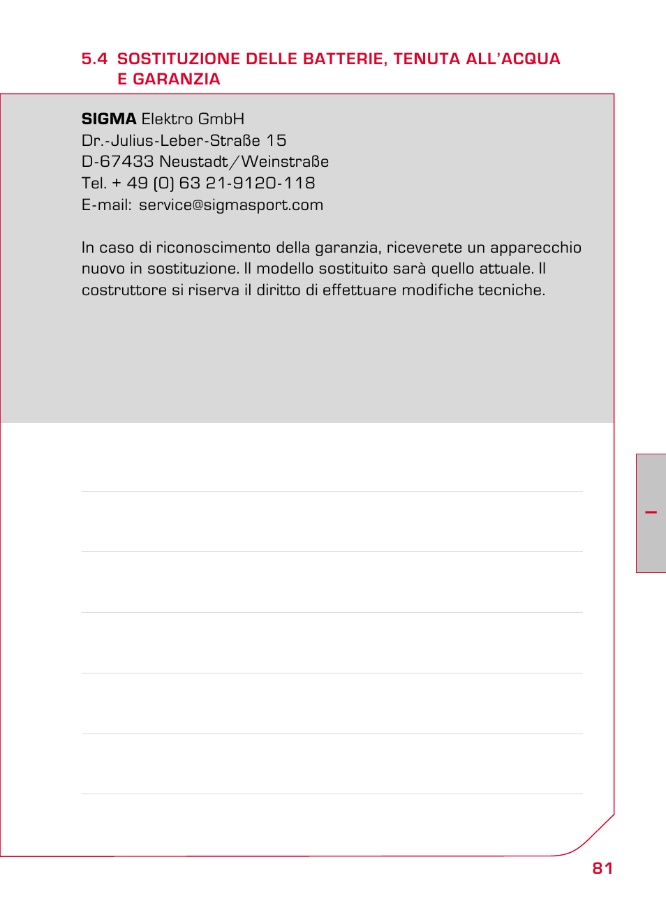 SIGMA ONYX BALANCE User Manual | Page 81 / 124