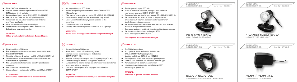 Karma evo powerled evo iion / iion xl, Iion / iion xl | SIGMA IION XL User Manual | Page 2 / 2