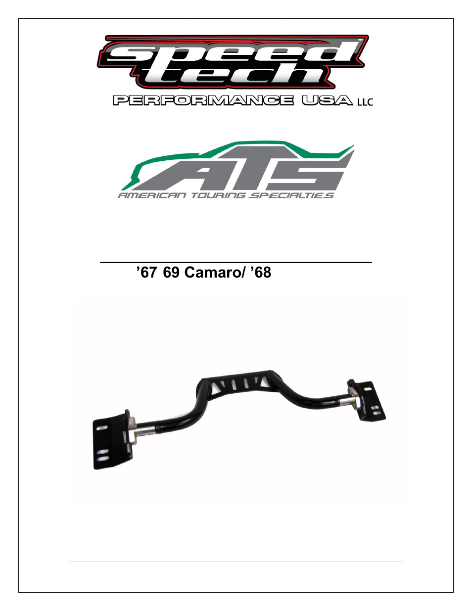 Speedtech 67-69 Camaro T56 Crossmember User Manual | 8 pages