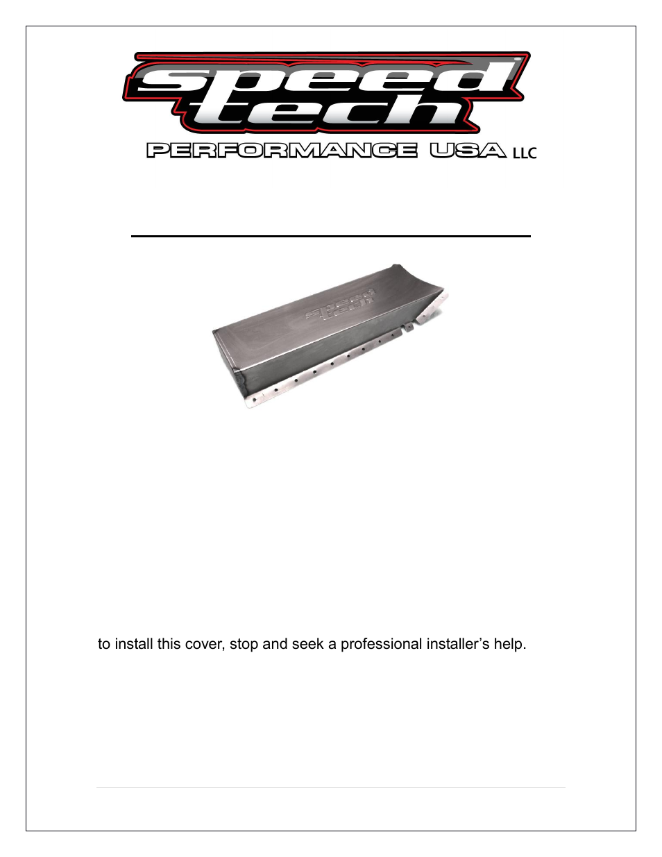 Speedtech 68-74 Nova Tunnel Cover User Manual | 8 pages