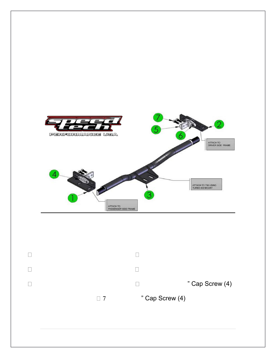 Crossmember kit checklist | Speedtech 70-81 Camaro T56 Crossmember User Manual | Page 2 / 12