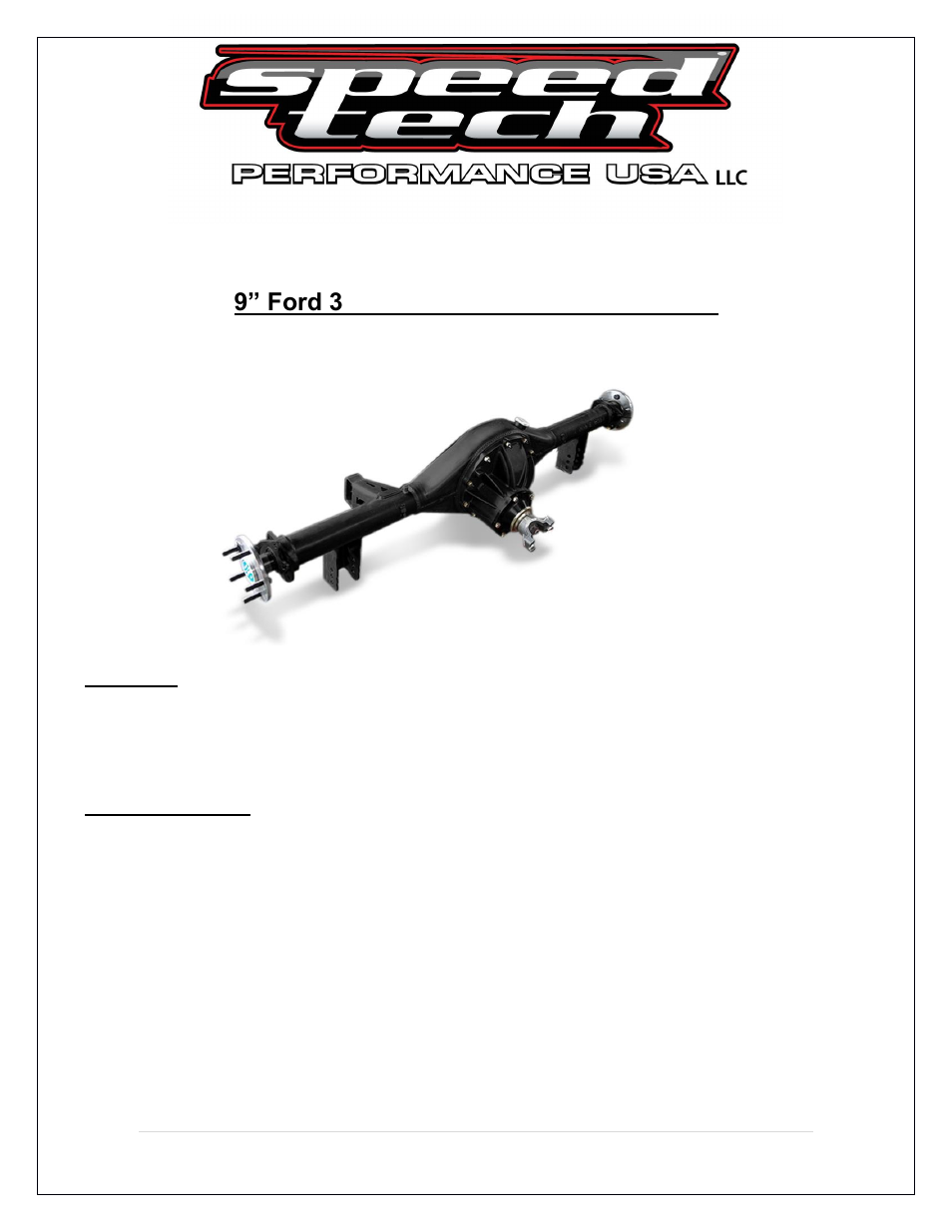 Speedtech 9" Ford Gear Break In User Manual | 2 pages