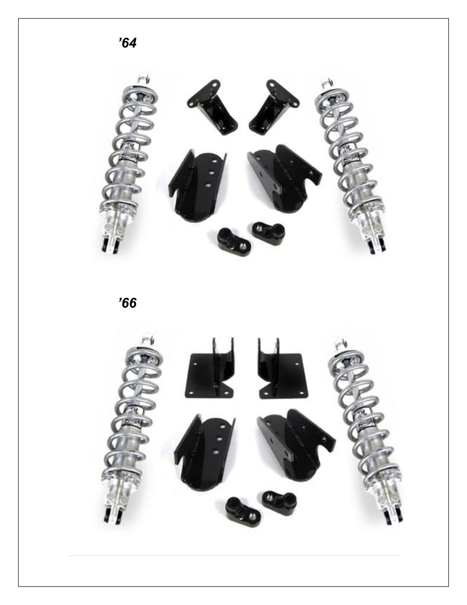 65 bracket kit with currie rear axle, 72 bracket kit with currie rear axle | Speedtech A Body Rear Coilover User Manual | Page 3 / 16