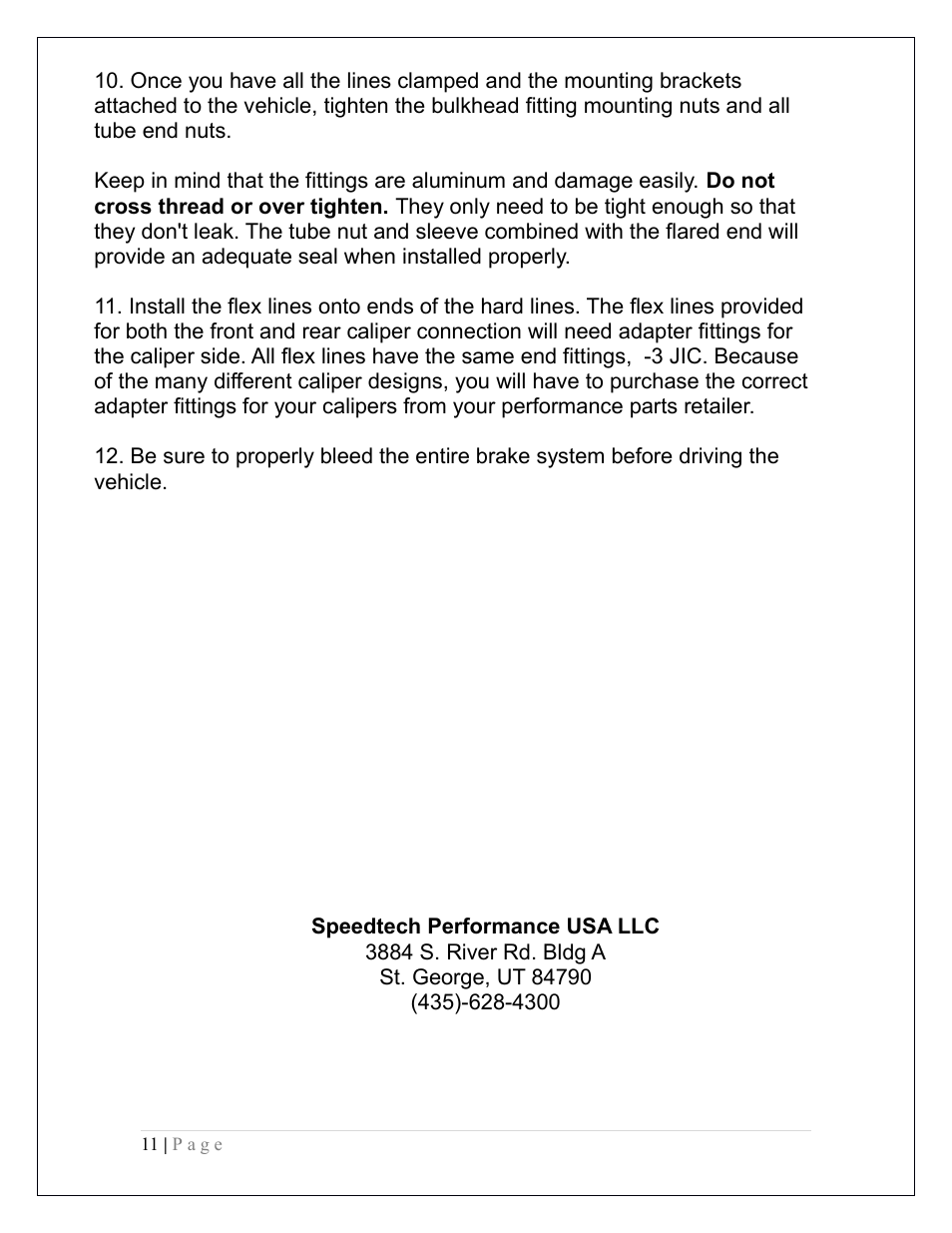 Speedtech Brake Line Kit User Manual | Page 11 / 12
