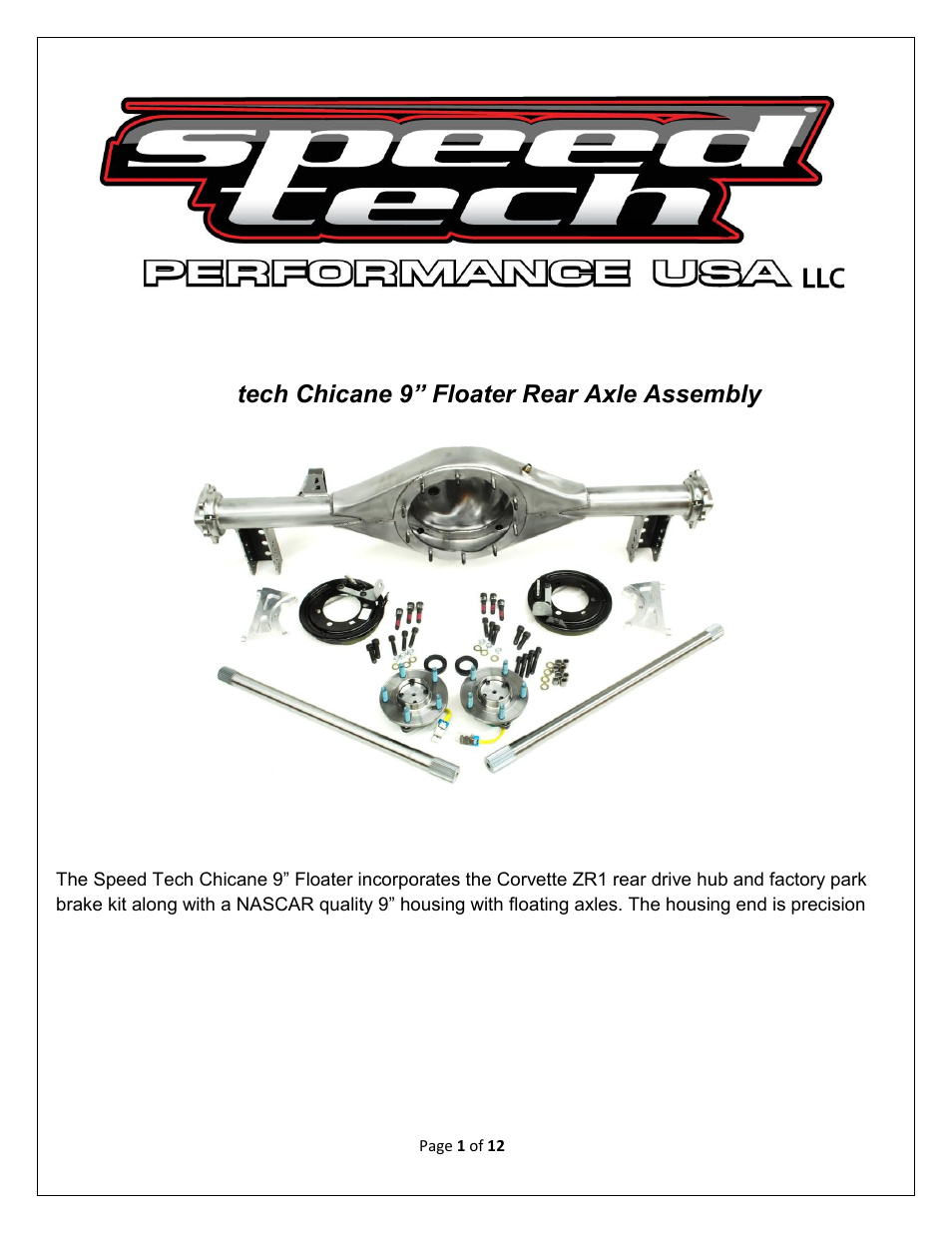 Speedtech Floater 9" Ford User Manual | 12 pages
