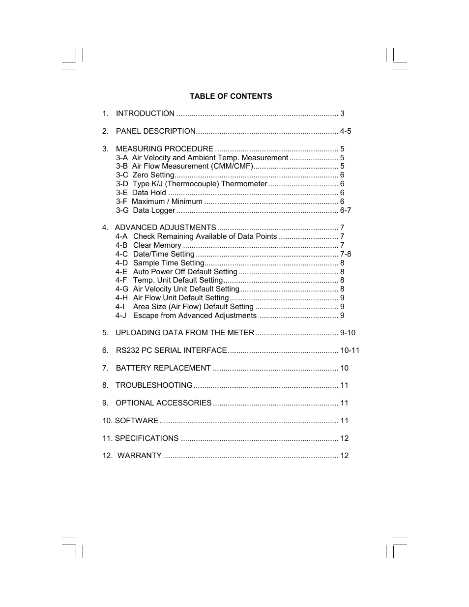 Sper Scientific 840002 Anemometer Hotwire CFM Datalogger User Manual | Page 2 / 12