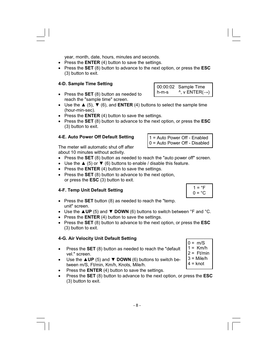 Sper Scientific 840002 Anemometer Hotwire CFM Datalogger User Manual | Page 8 / 12