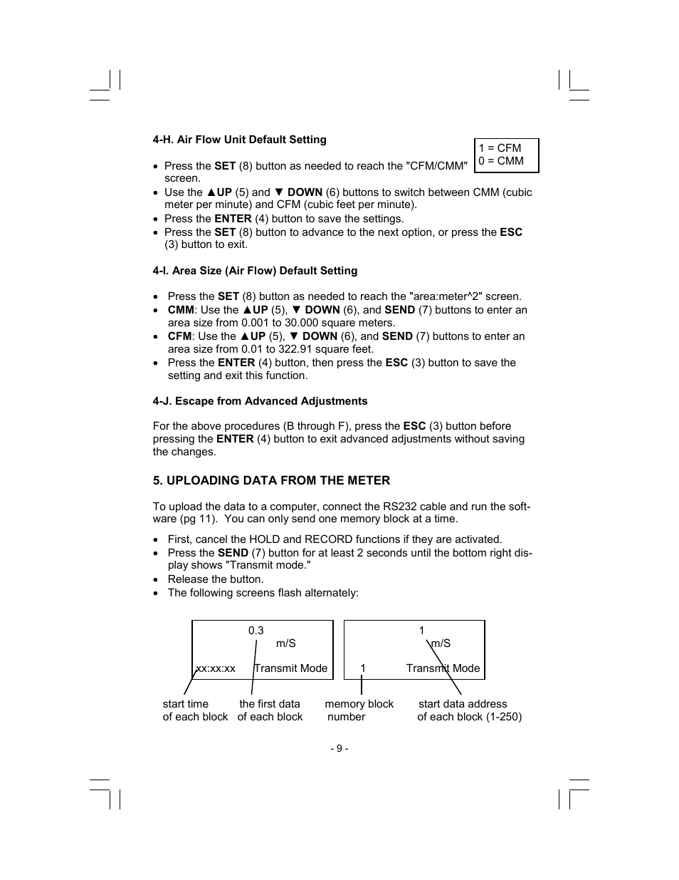 Sper Scientific 840002 Anemometer Hotwire CFM Datalogger User Manual | Page 9 / 12