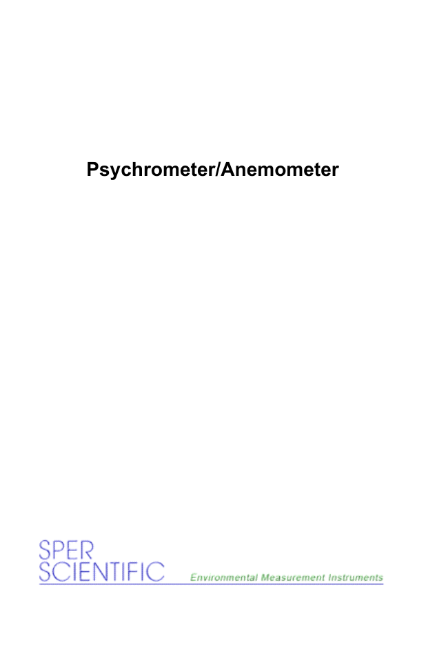 Sper Scientific 840034 Psychrometer - Anemometer User Manual | 24 pages