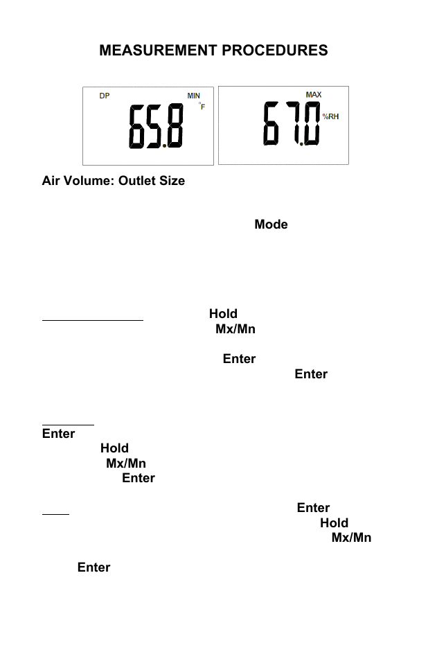 Measurement procedures | Sper Scientific 840034 Psychrometer - Anemometer User Manual | Page 8 / 24