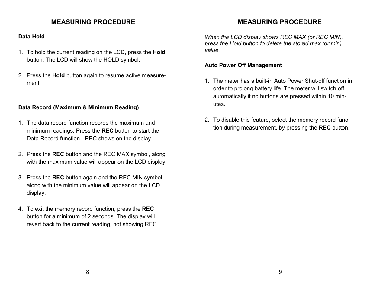 Sper Scientific 850021 Anemometer RH Pen User Manual | Page 8 / 8