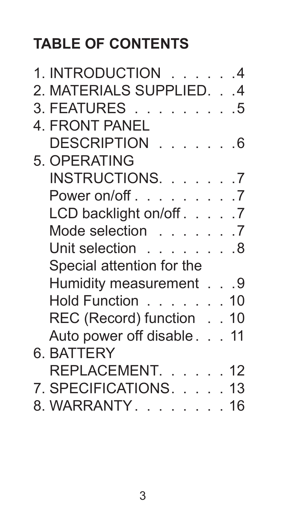 Sper Scientific 850025 Mini Environmental Quality Meter User Manual | Page 3 / 16