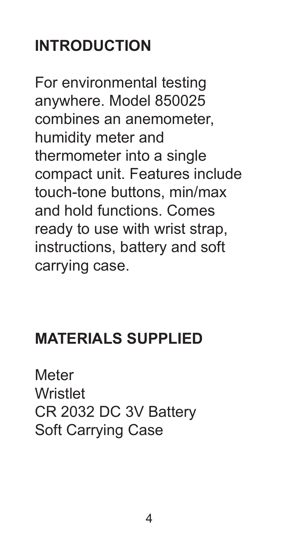 Sper Scientific 850025 Mini Environmental Quality Meter User Manual | Page 4 / 16