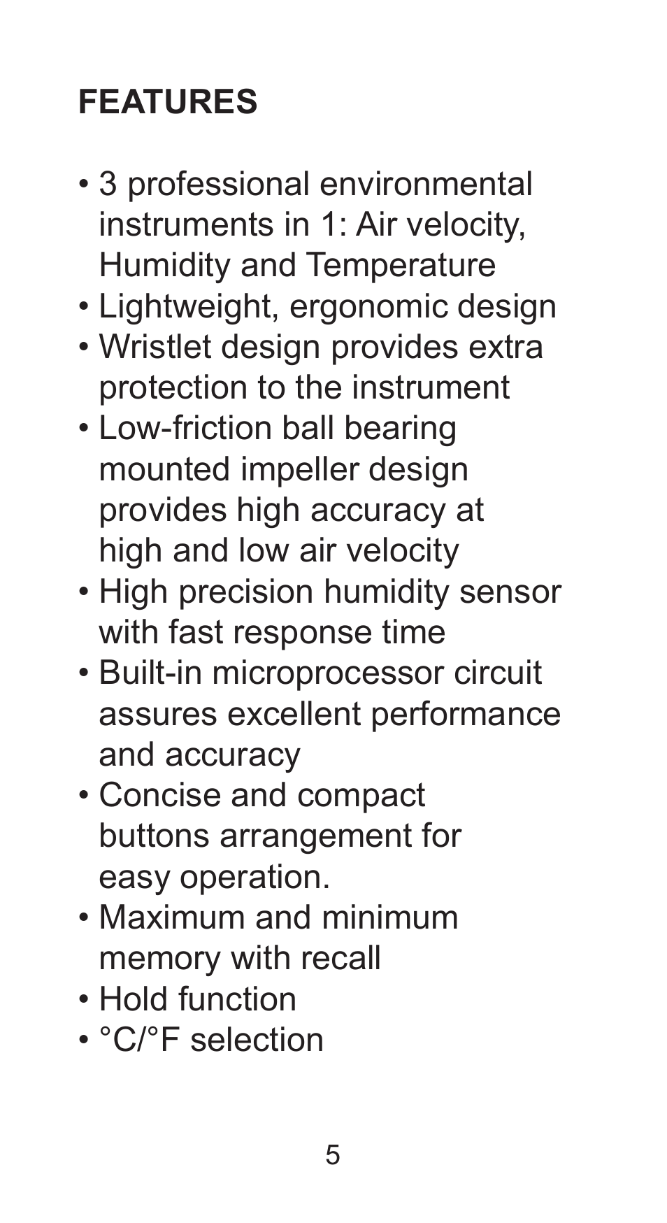 Sper Scientific 850025 Mini Environmental Quality Meter User Manual | Page 5 / 16