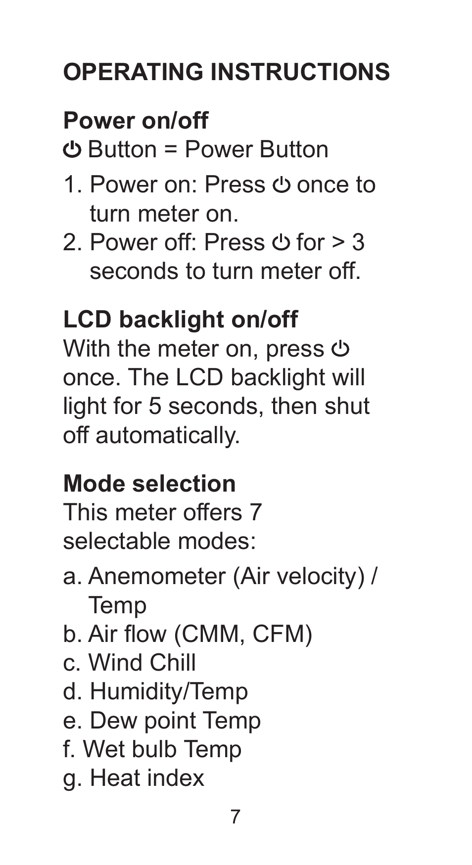 Sper Scientific 850026 Mini Environmental Quality Meter User Manual | Page 7 / 20