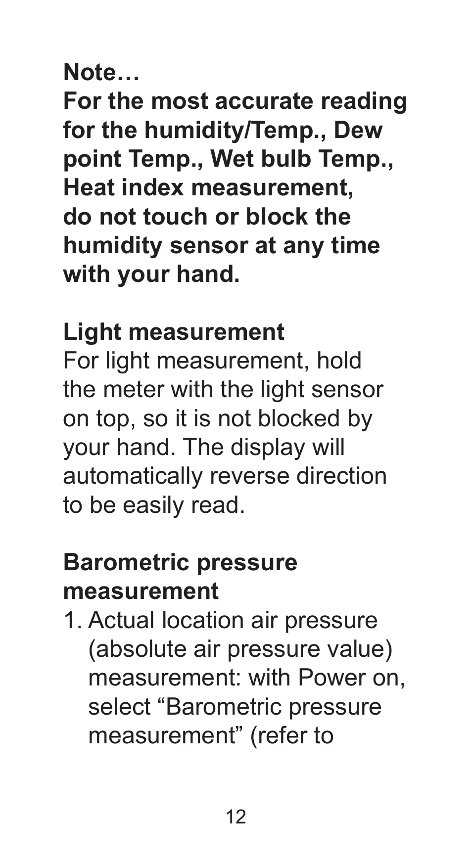 Sper Scientific 850027 Mini Environmental Quality Meter User Manual | Page 12 / 28