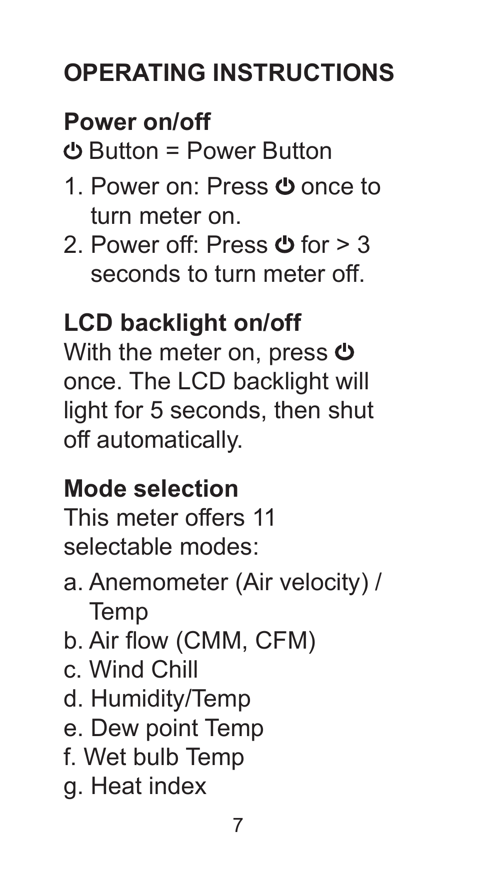 Sper Scientific 850027 Mini Environmental Quality Meter User Manual | Page 7 / 28