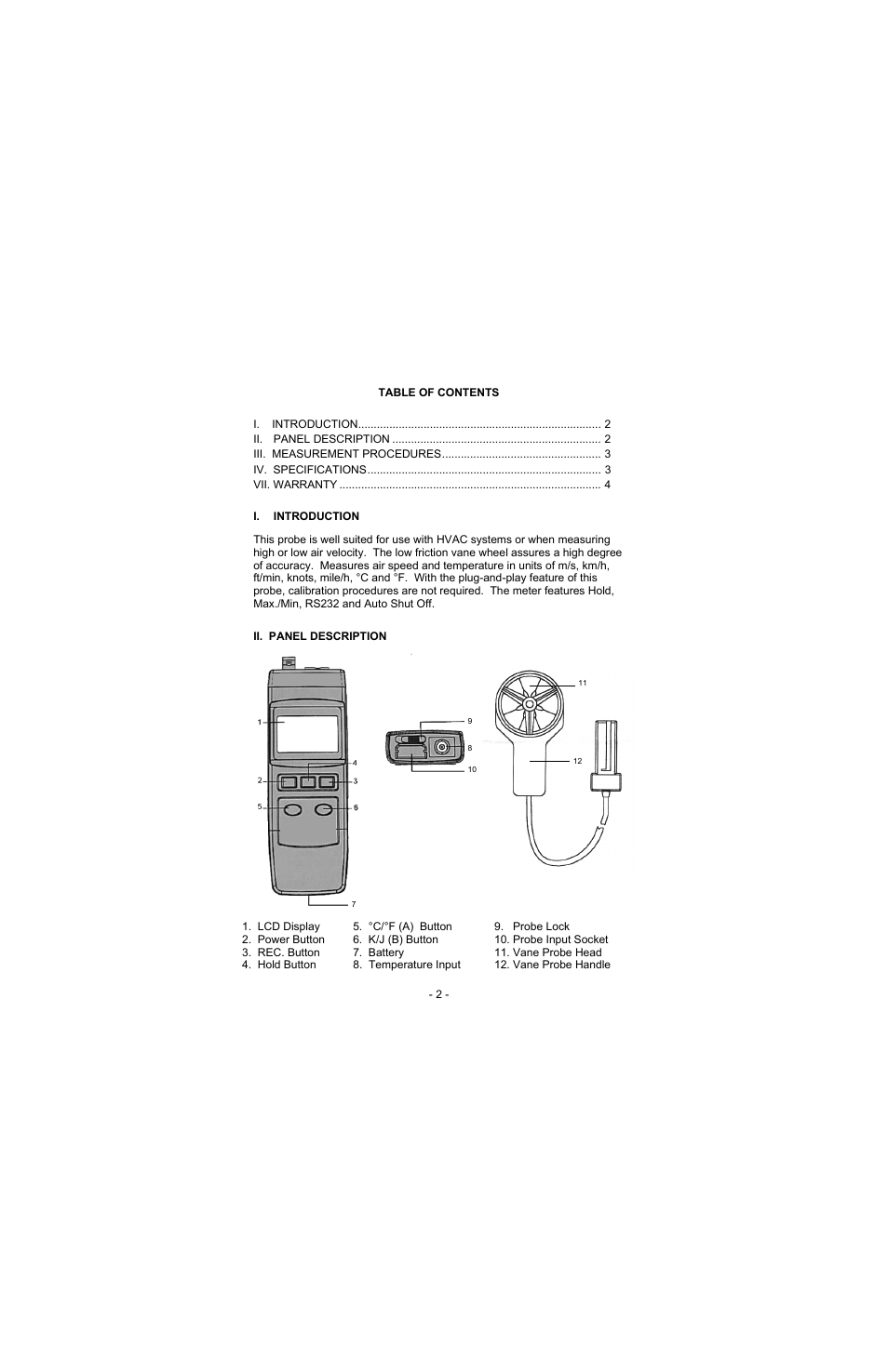 Sper Scientific 850072 Anemometer Probe User Manual | Page 2 / 4