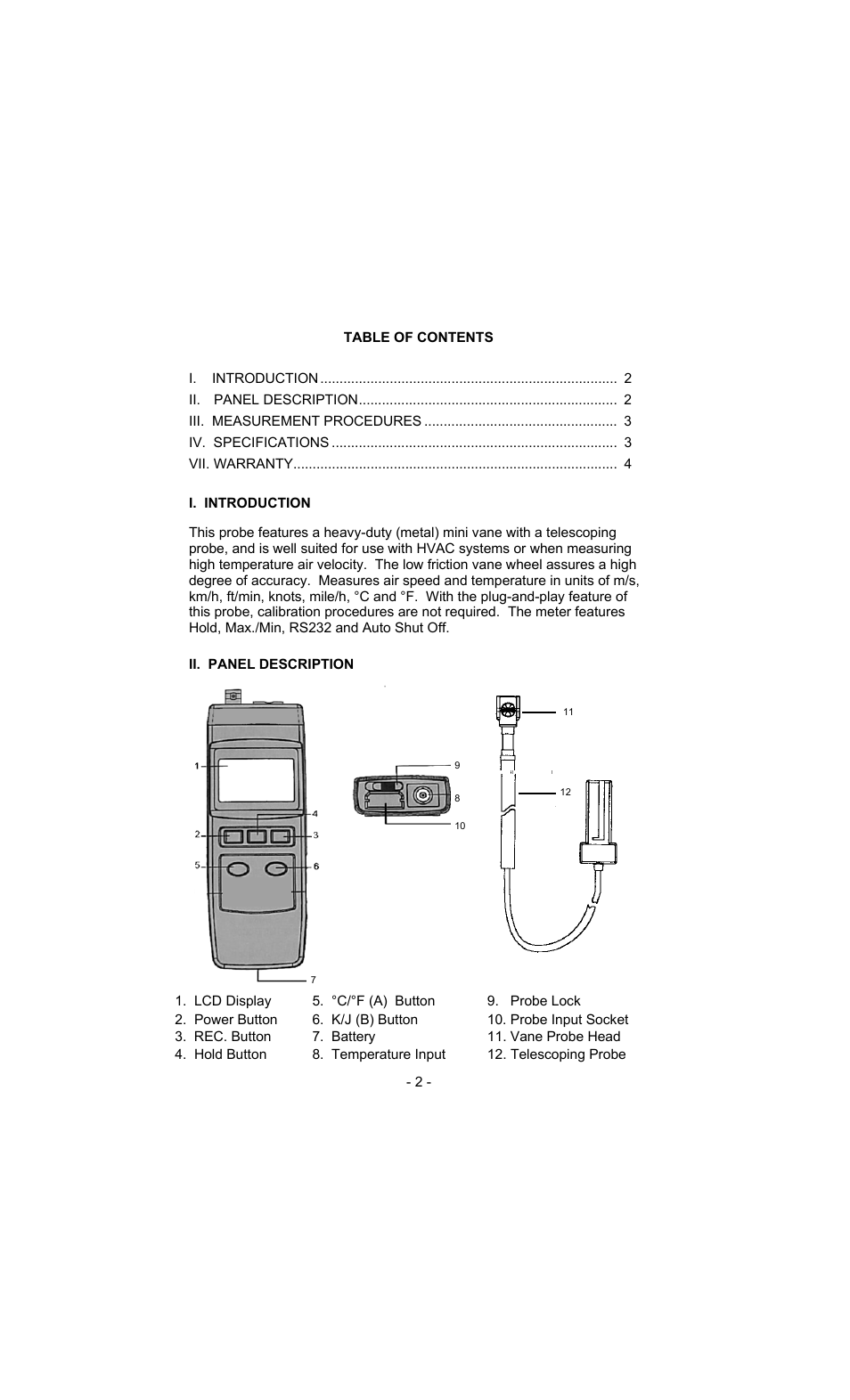 Sper Scientific 850073 Anemometer Probe - Mini Extension User Manual | Page 2 / 4