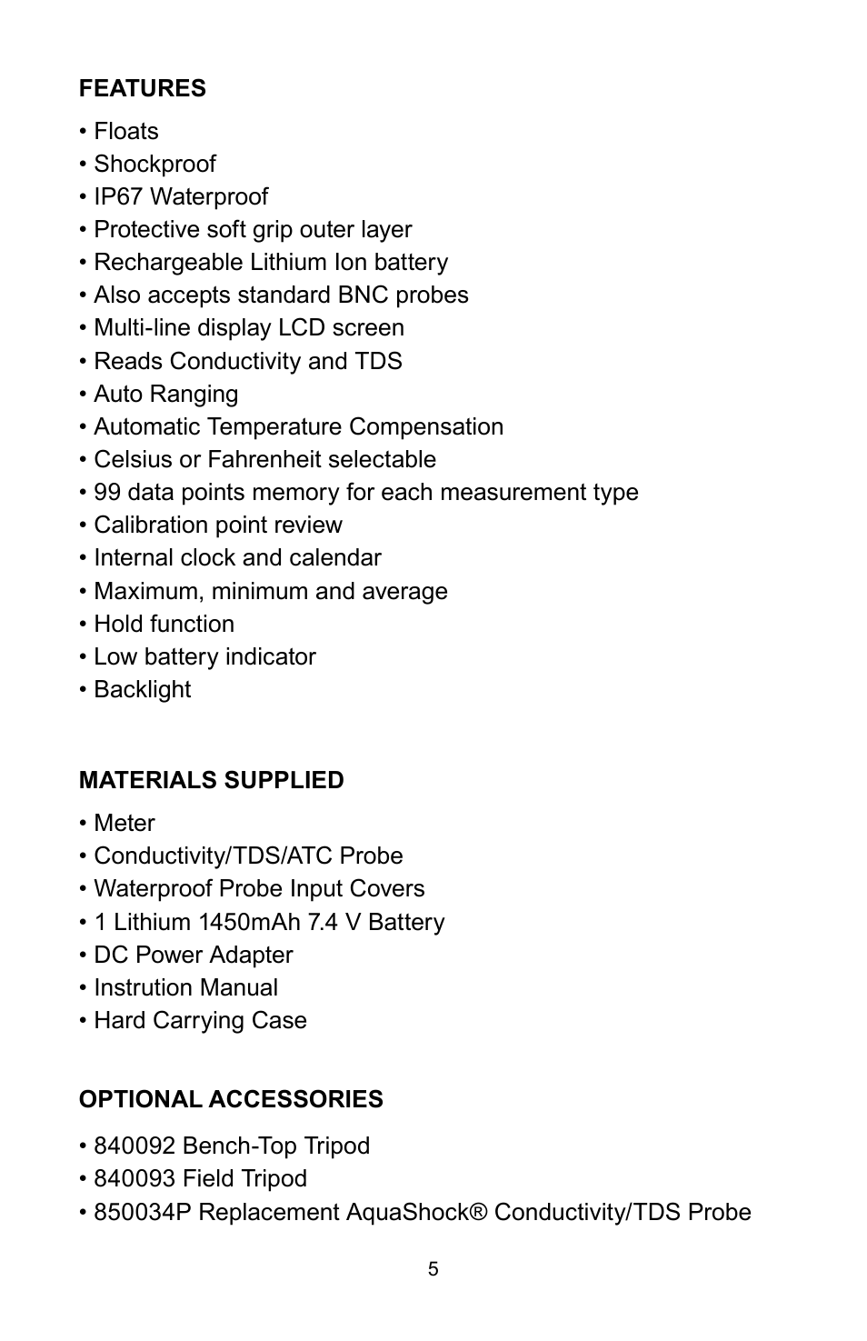 Sper Scientific 850034K AquaShock® Water Purity Kit User Manual | Page 5 / 24