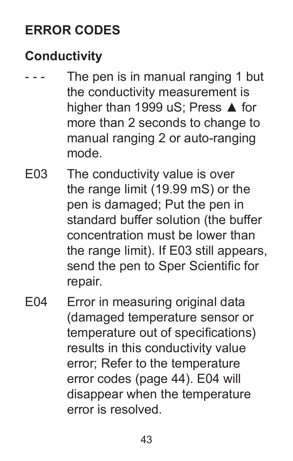 Sper Scientific 850037 Large Display Conductivity Pen User Manual | Page 43 / 56