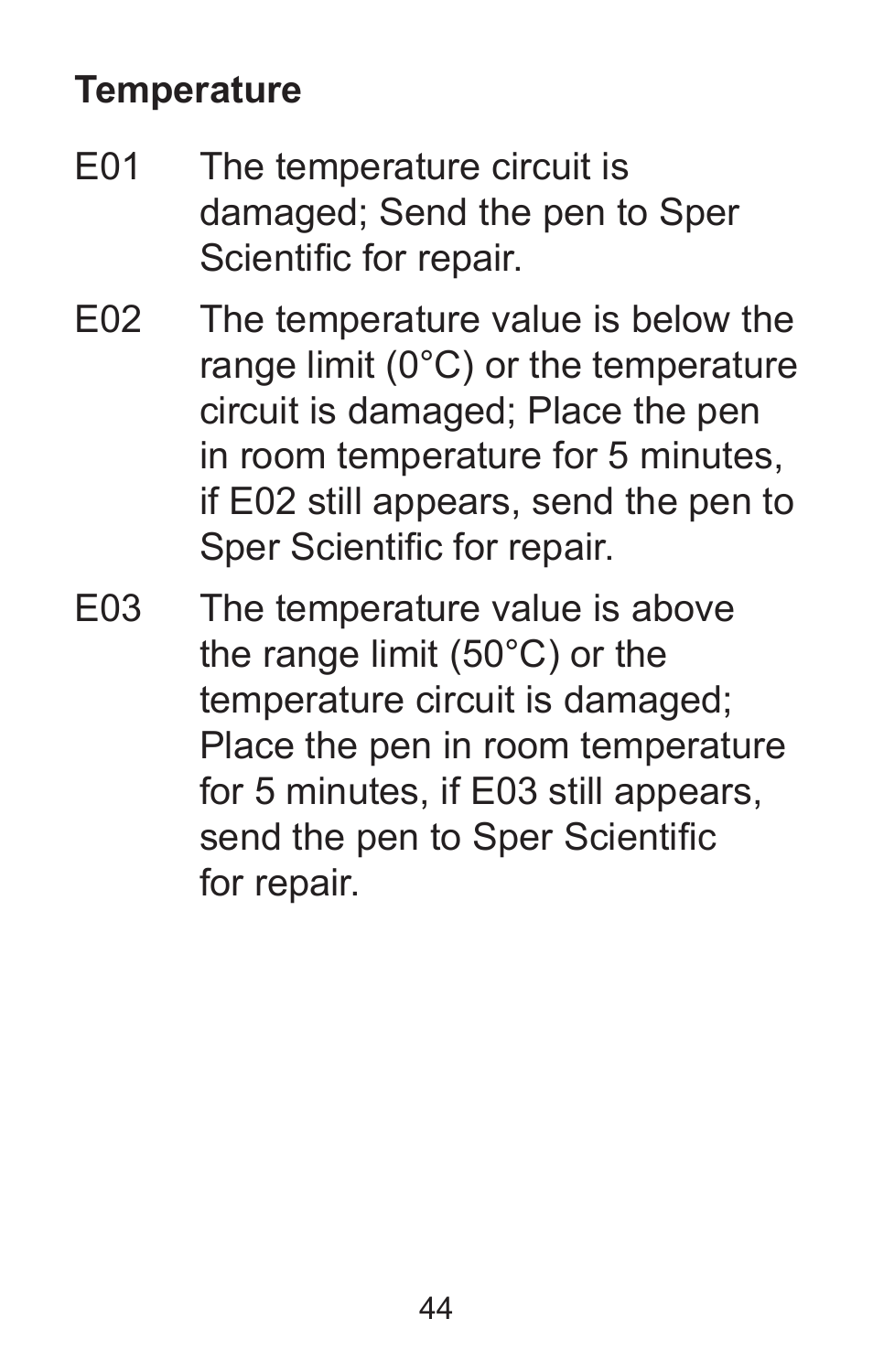 Sper Scientific 850037 Large Display Conductivity Pen User Manual | Page 44 / 56