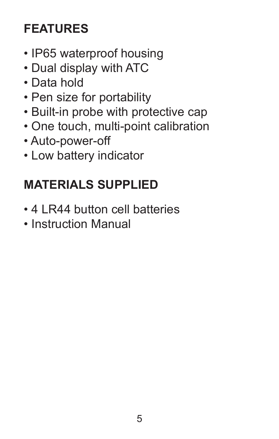 Sper Scientific 850037 Large Display Conductivity Pen User Manual | Page 5 / 56