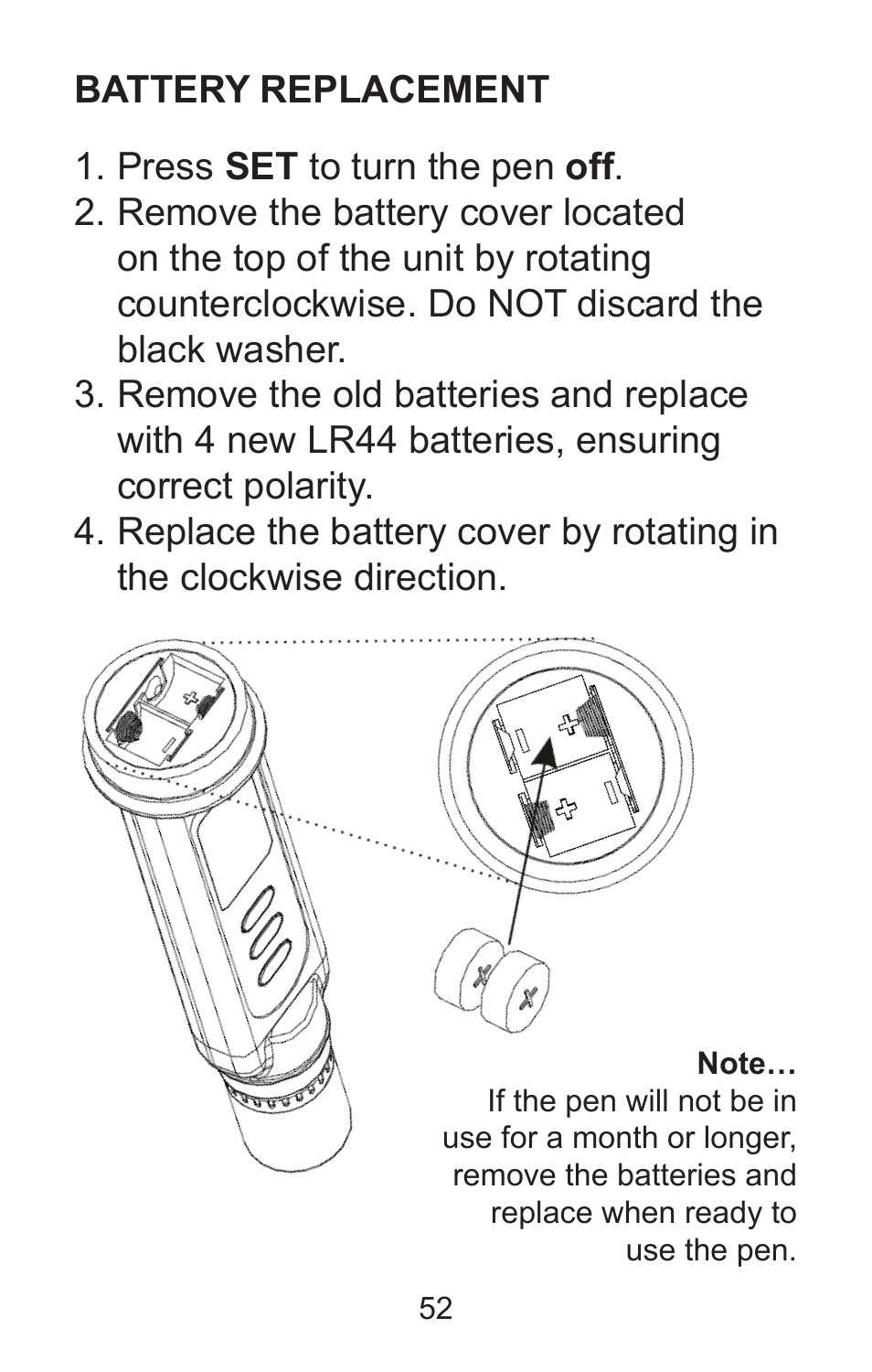 Batte ry re place ment | Sper Scientific 850037 Large Display Conductivity Pen User Manual | Page 52 / 56