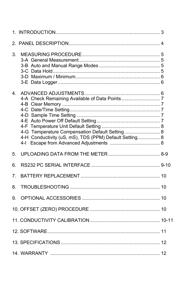 Sper Scientific 850039 Conductivity TDS Meter - Datalogging User Manual | Page 2 / 12