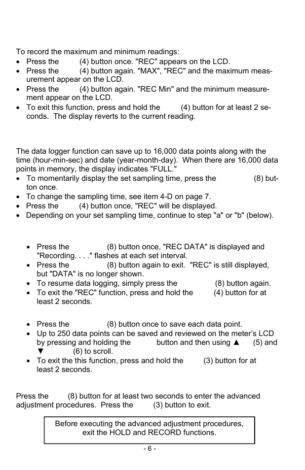 Advanced ajustment procedures | Sper Scientific 850039 Conductivity TDS Meter - Datalogging User Manual | Page 6 / 12