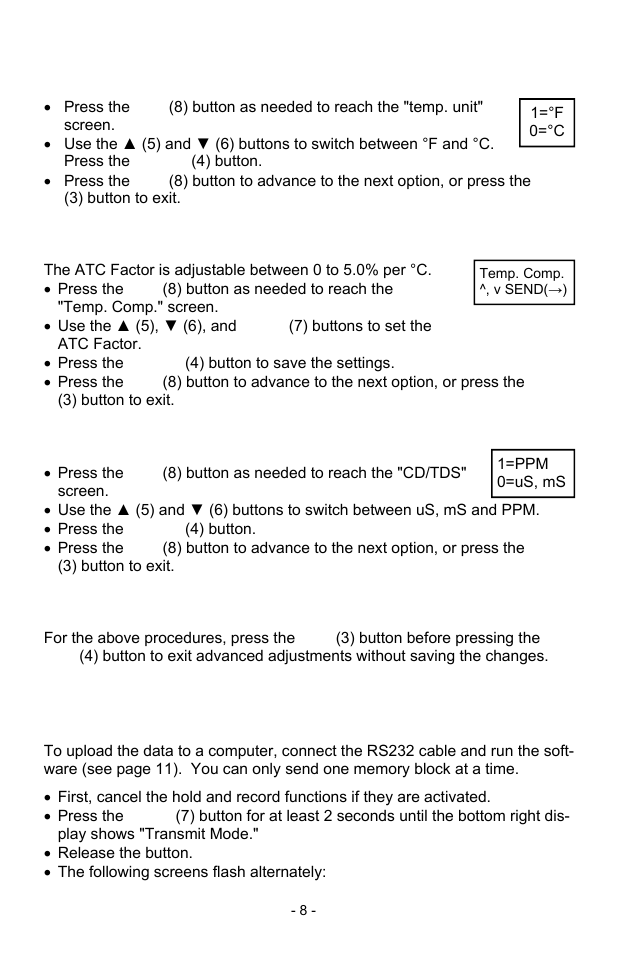 Sper Scientific 850039 Conductivity TDS Meter - Datalogging User Manual | Page 8 / 12
