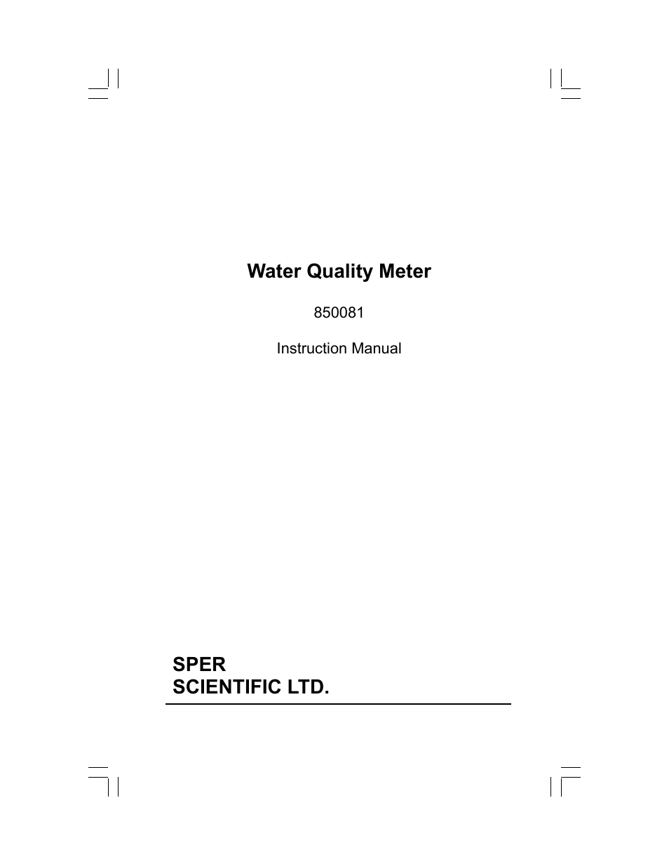 Sper Scientific 850086 Water Quality Meter pH Kit User Manual | 12 pages