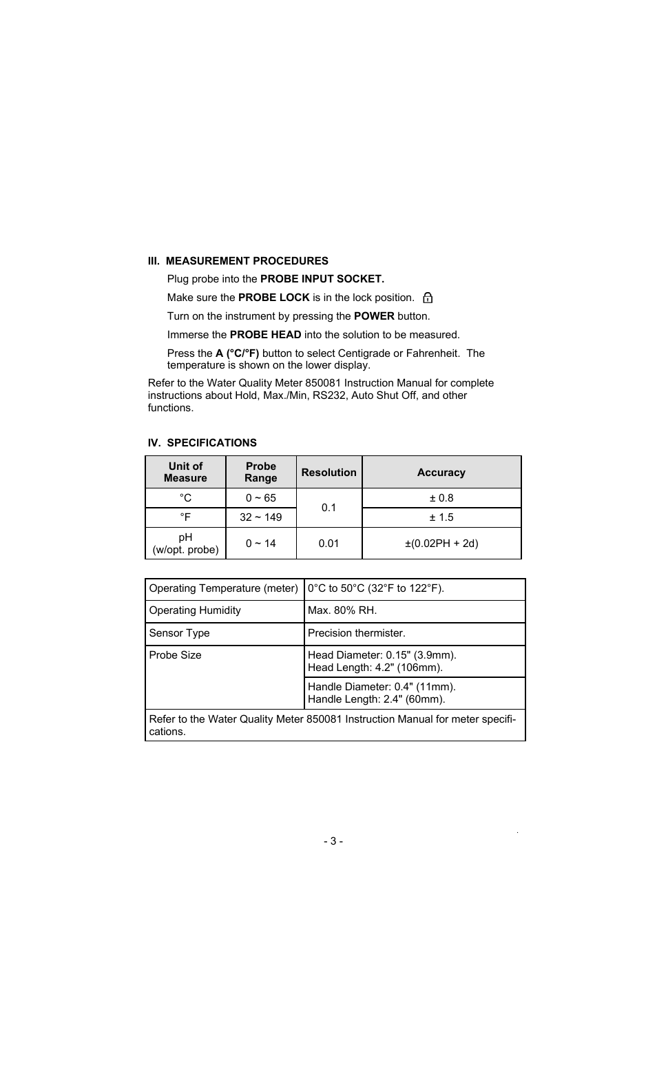 Sper Scientific 850082 ATC Temperature Probe User Manual | Page 3 / 4