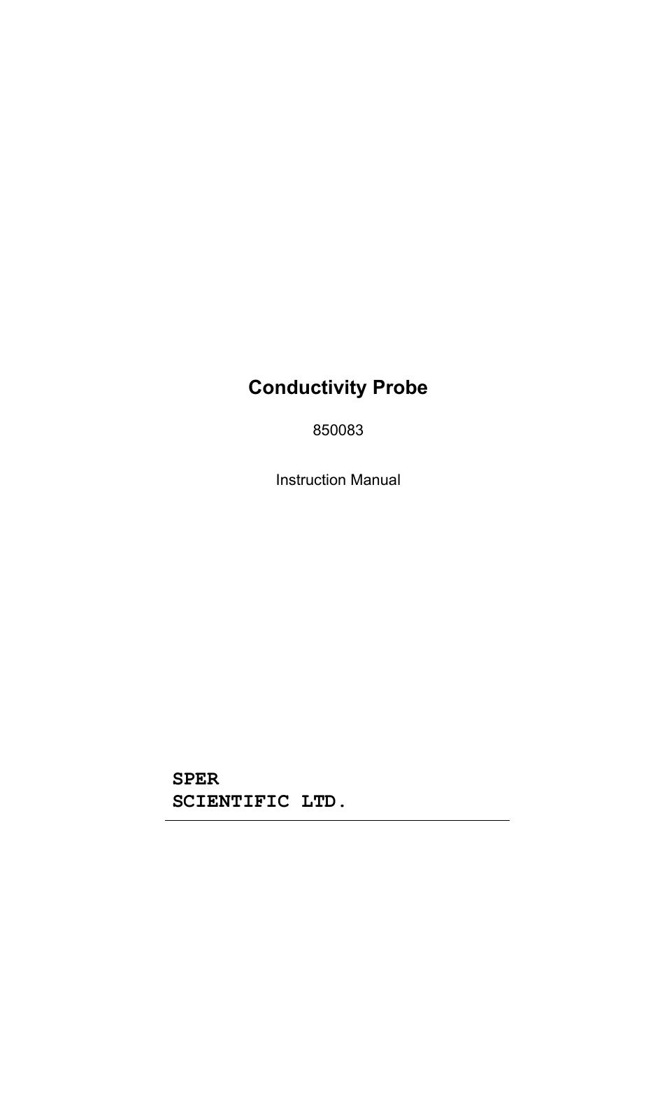 Sper Scientific 850083 Conductivity Probe User Manual | 4 pages