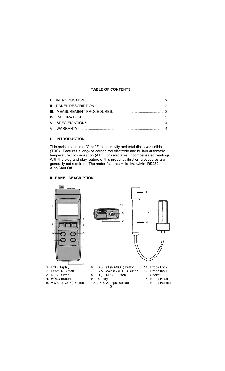 Sper Scientific 850084 Conductivity TDS Probe User Manual | Page 2 / 4