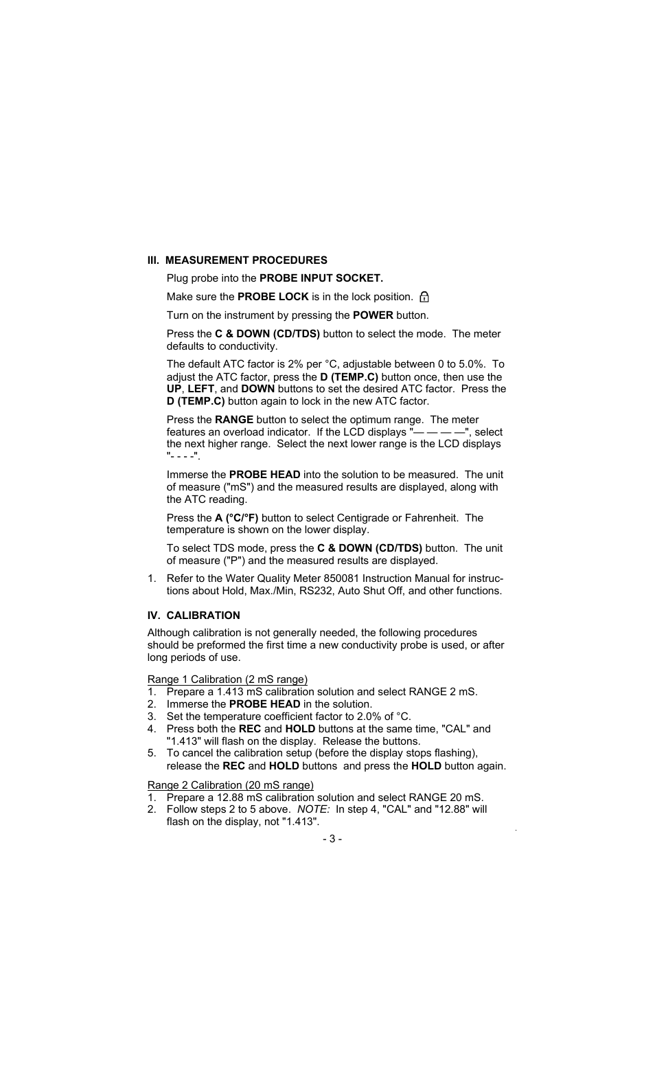 Sper Scientific 850084 Conductivity TDS Probe User Manual | Page 3 / 4