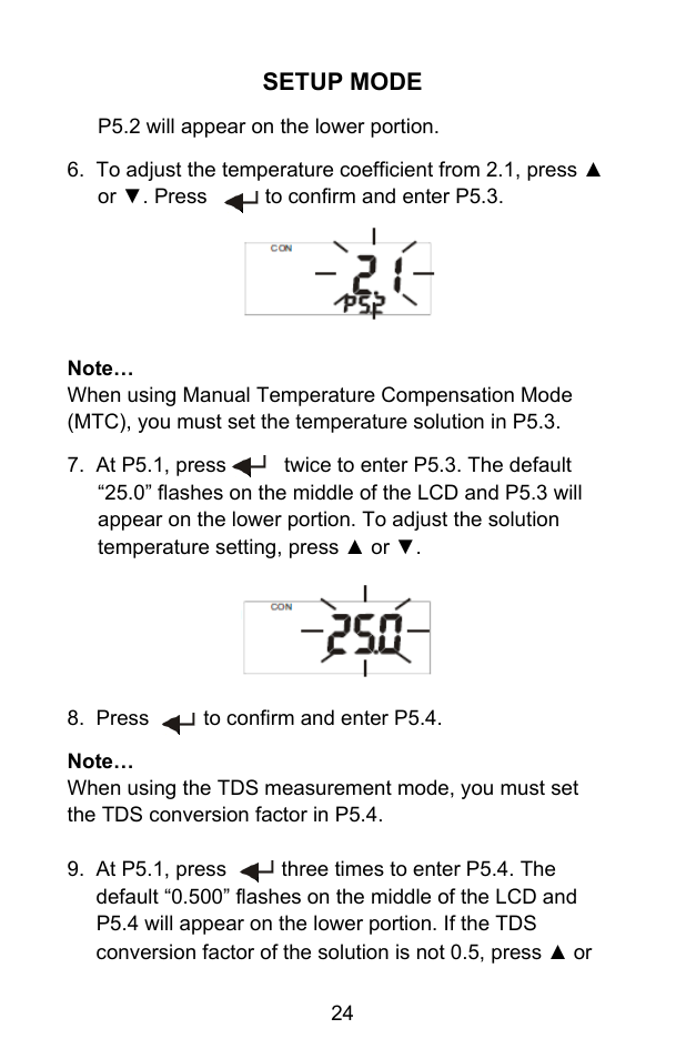 Setup mode | Sper Scientific 860031 pH - mV Bench-Top Meter User Manual | Page 24 / 72