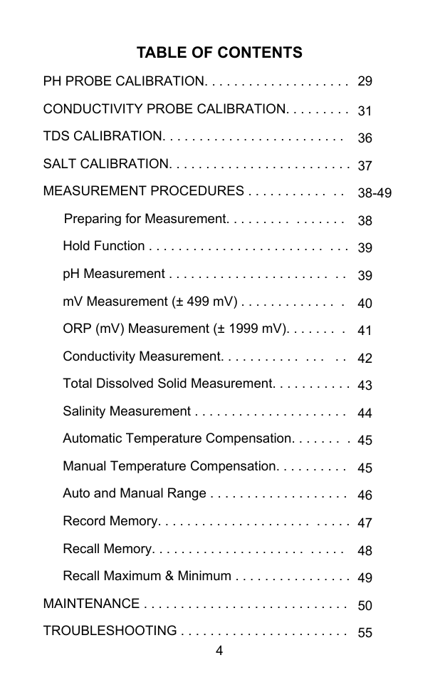 Sper Scientific 860031 pH - mV Bench-Top Meter User Manual | Page 4 / 72