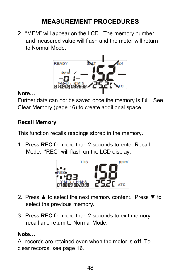 Measurement procedures | Sper Scientific 860031 pH - mV Bench-Top Meter User Manual | Page 48 / 72