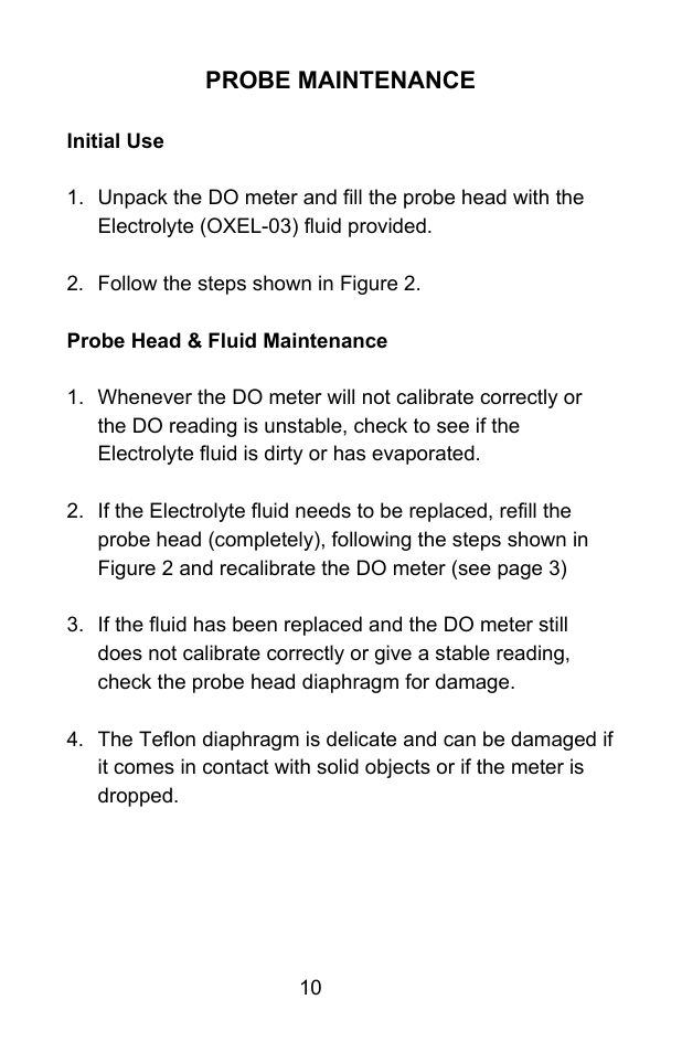 Probe maintenance | Sper Scientific 850045 Dissolved Oxygen - DO Pen User Manual | Page 10 / 16